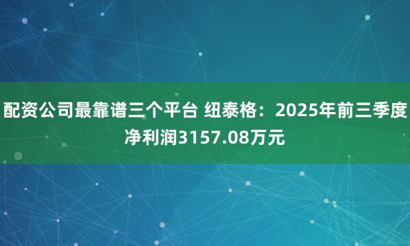 配资公司最靠谱三个平台 纽泰格：2025年前三季度净利润3157.08万元